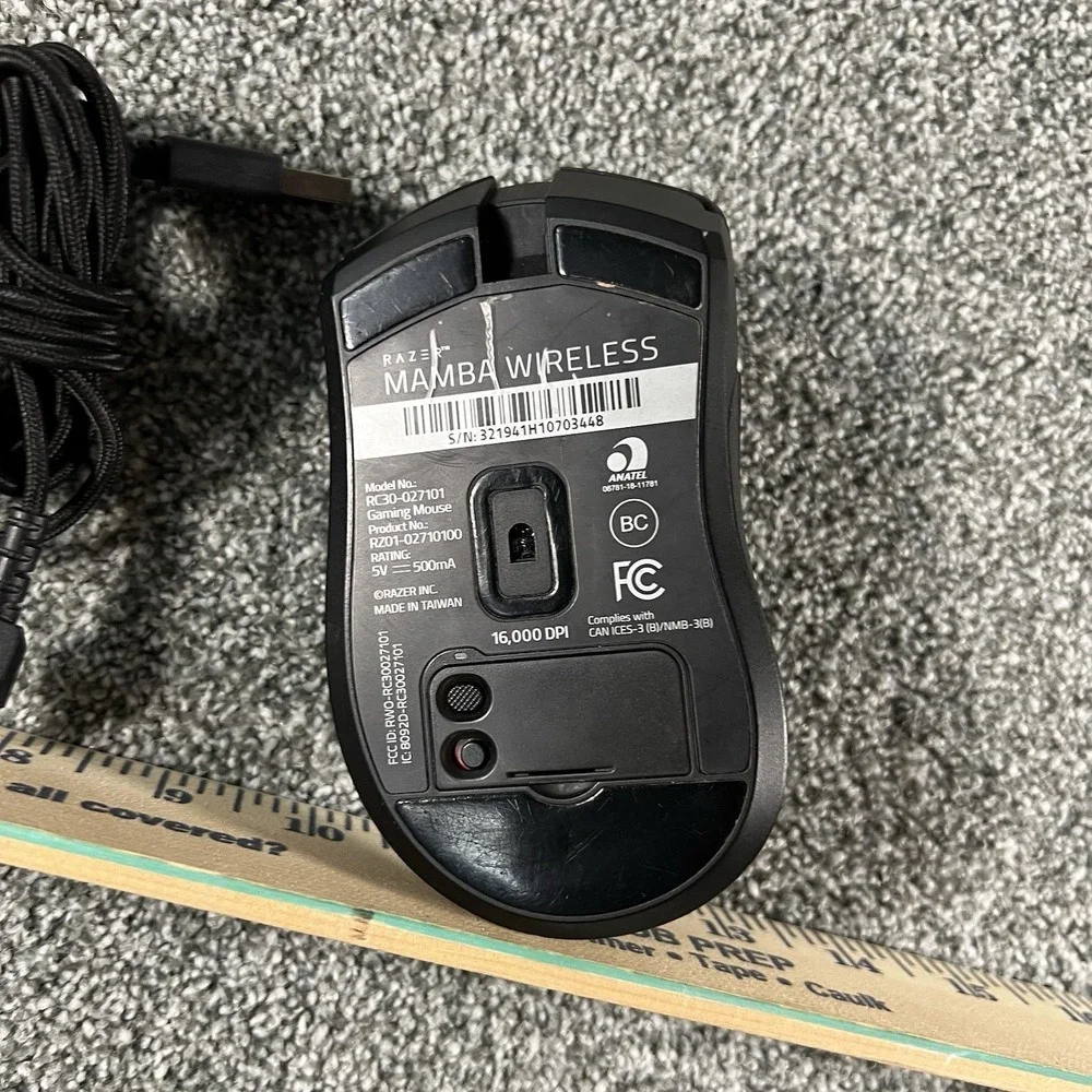 Razer Mamba Wireless Gaming Mouse 16,000 DPI RC30-027101 Black Tested USB